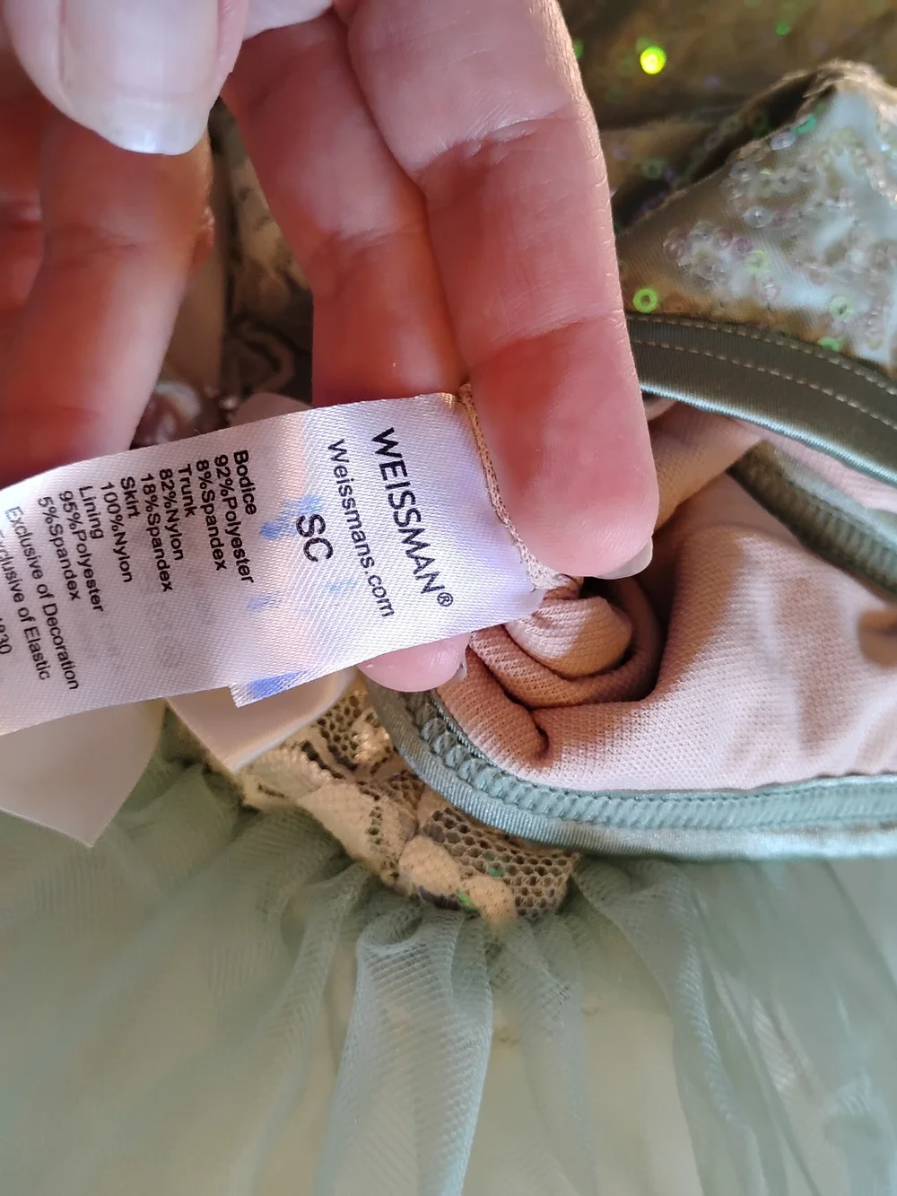 Weissman Sage Green Sequin Tulle Dance Costume